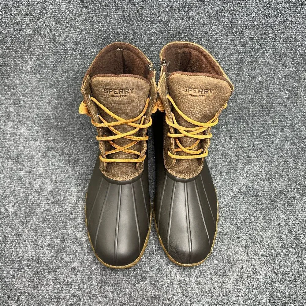 Sperry Top-Sider Saltwater‎ Duck Boots Women's Size Brown Leather Outdoor Rain